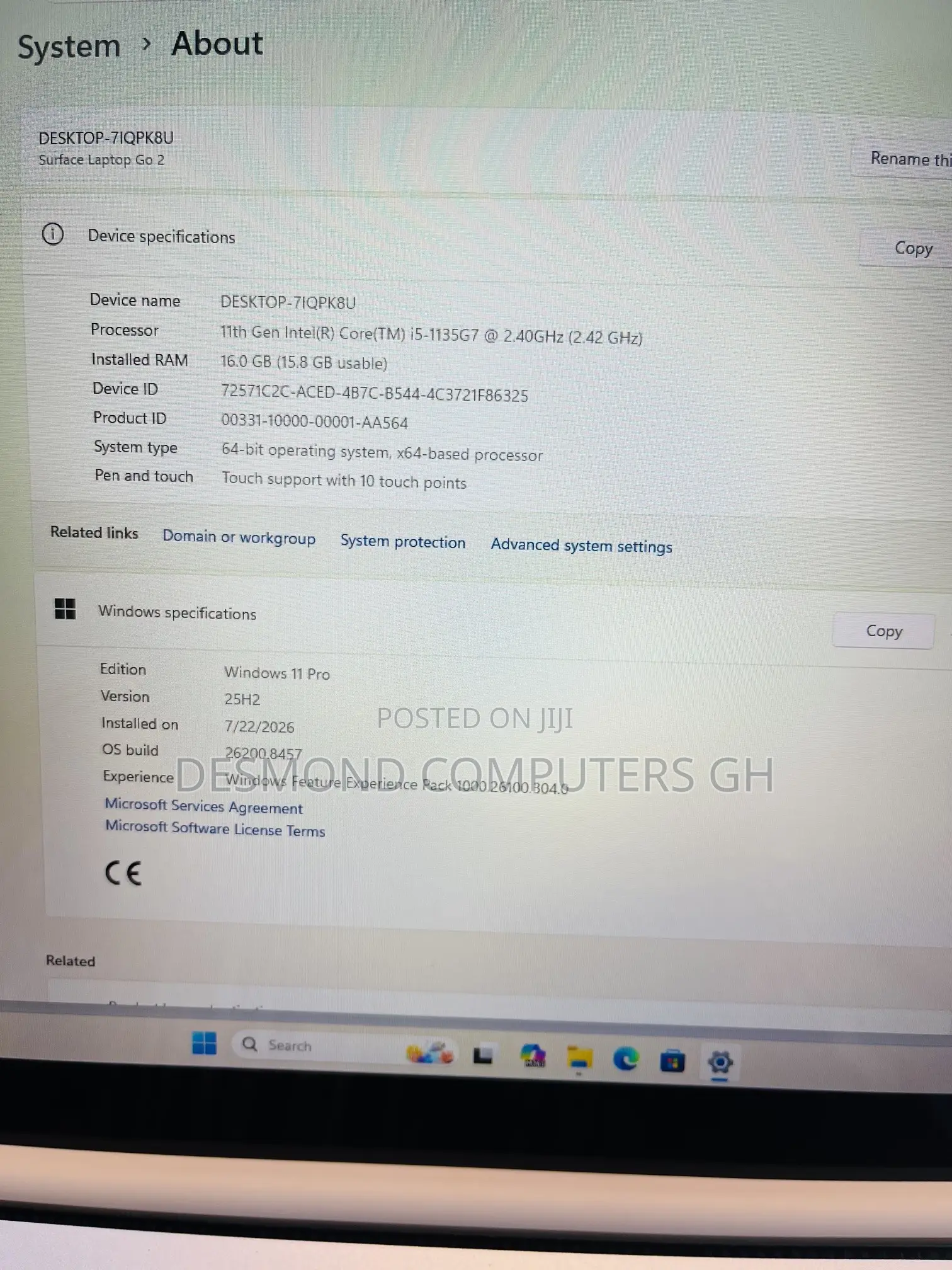 Laptop Microsoft Surface Laptop Go 2 16GB Intel Core i5 SSD 256GB