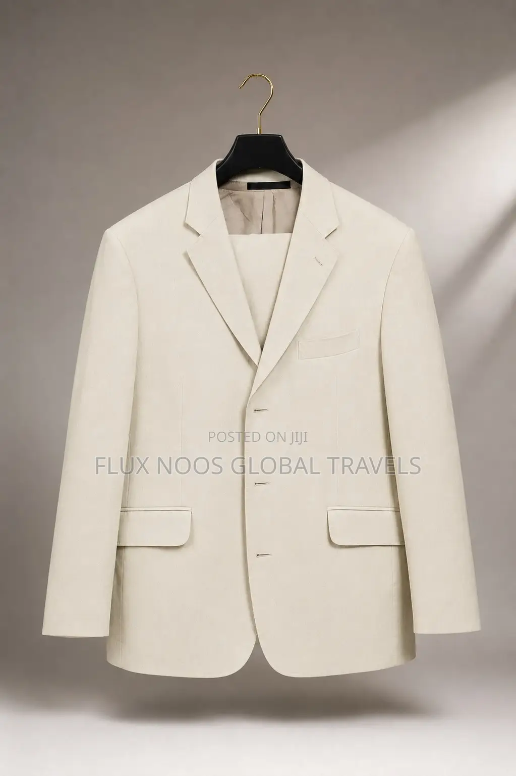 Men's Premium Cream/Beige 2-Piece Suit – Size 44 (Large)
