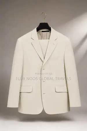 Men's Premium Cream/Beige 2-Piece Suit – Size 44 (Large)