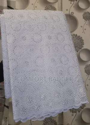 Pure White Voile Lace With Rhinestone Embellishments