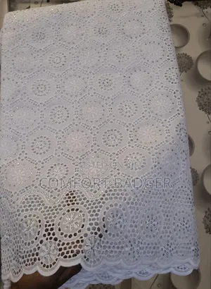 Pure White Voile Lace With Rhinestone Embellishments