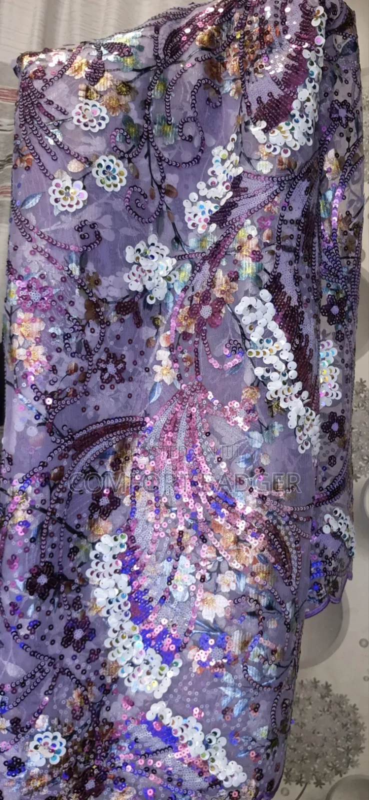 Lightweight Sequin Net Lace With Multi Tonal Sequin Designs