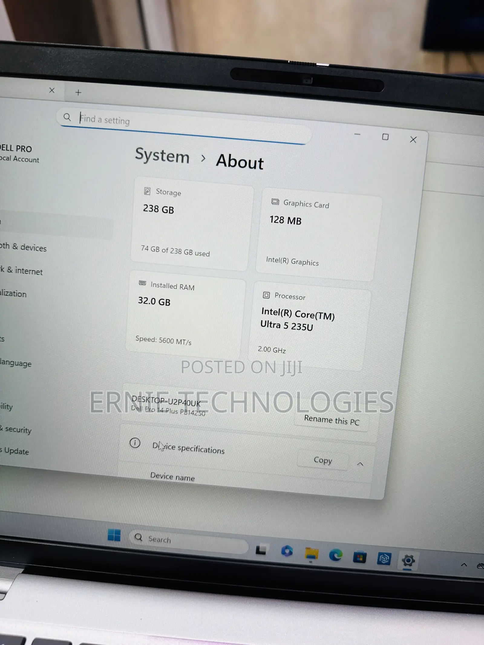 Laptop Dell Pro 14 32GB Intel Core Ultra 7 SSD 512GB