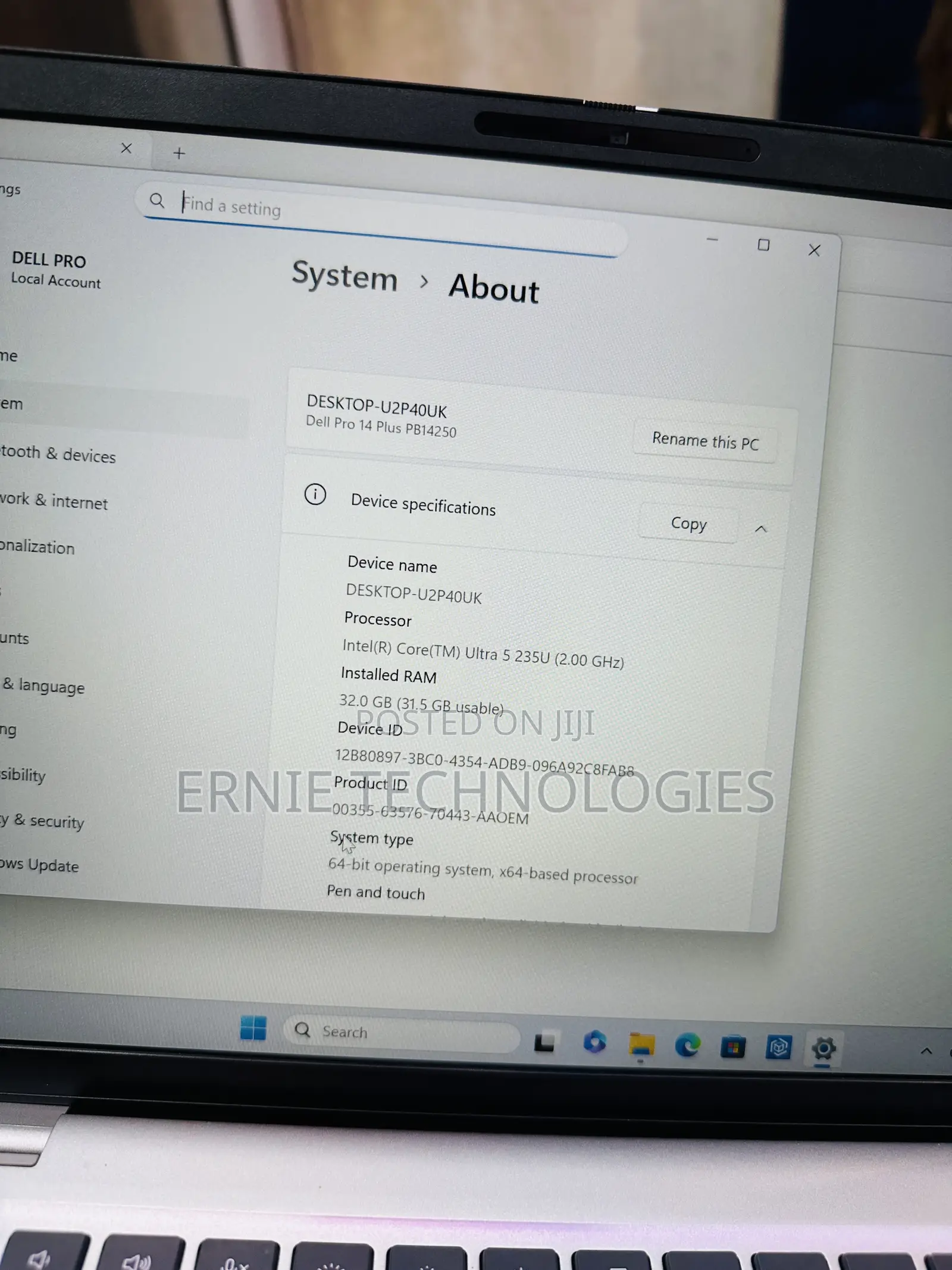 Laptop Dell Pro 14 32GB Intel Core Ultra 7 SSD 512GB