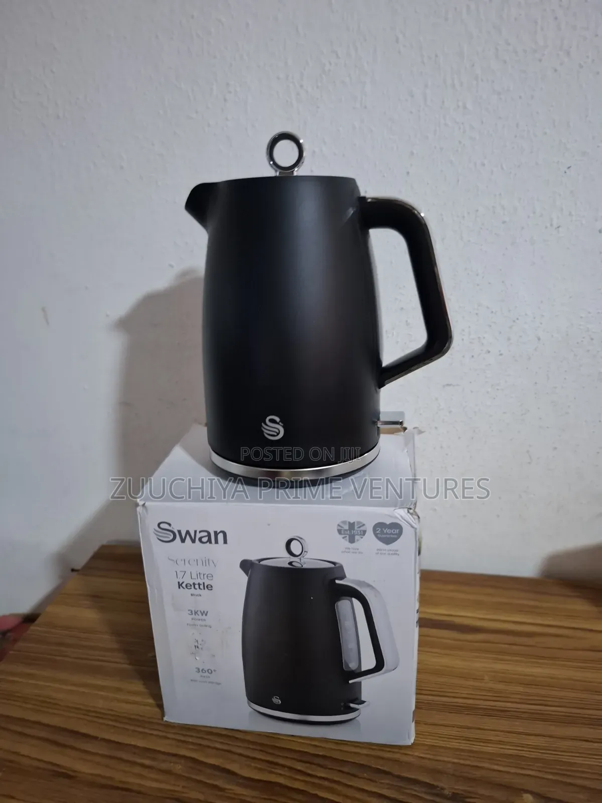 Swan Elegance Kettle (Plastic Black) From Uk 