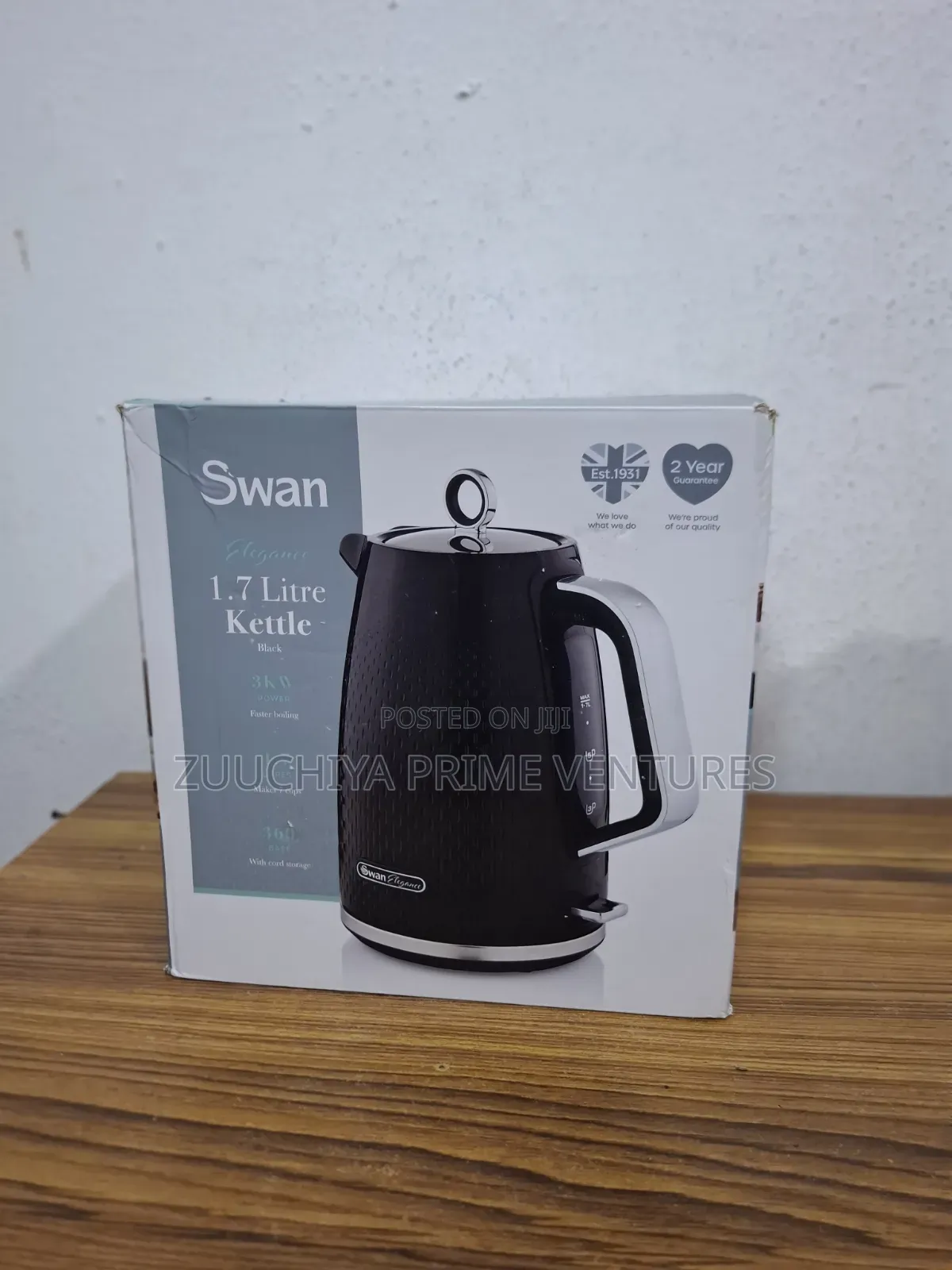 Swan Elegance Kettle (Plastic Black) From Uk 