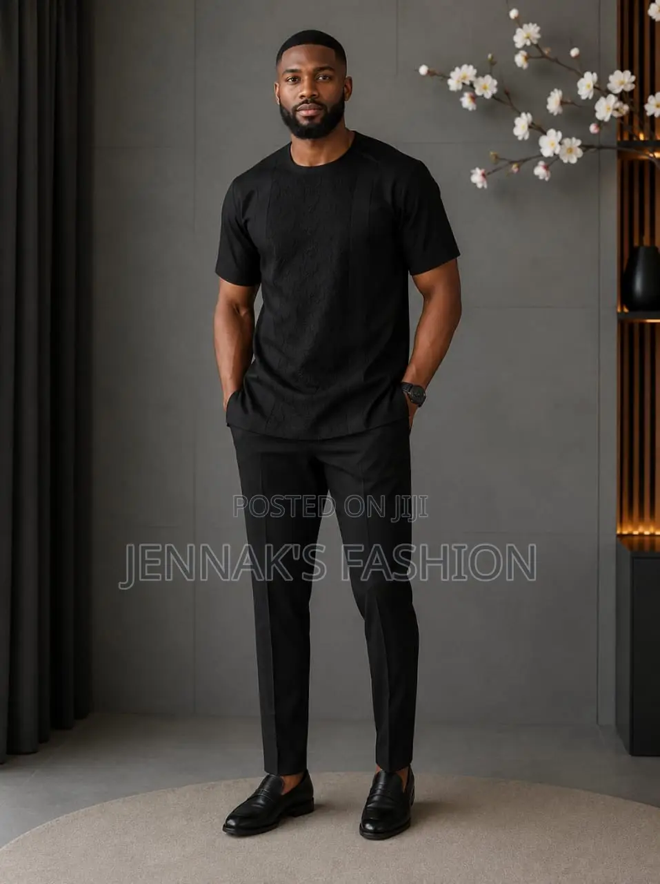 Shortsleeves Black Kaftan