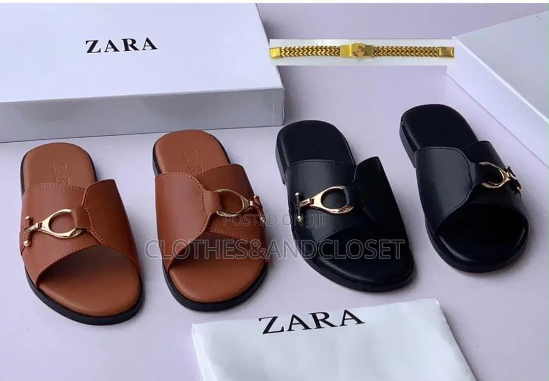 Zara Men's Leather Slippers Feature a Gold-Tone Horsebit Detail