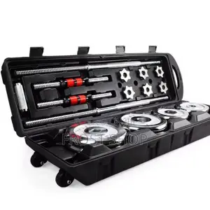 50kg Adjustable Lacquer Coated Barbell Dumbbells Set Weight With Sto