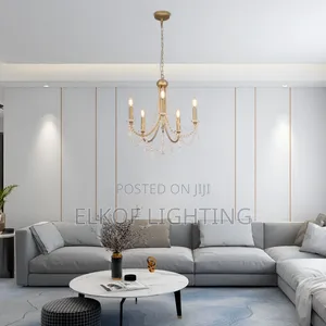 Curved Arm Chandelier Crystal Gold