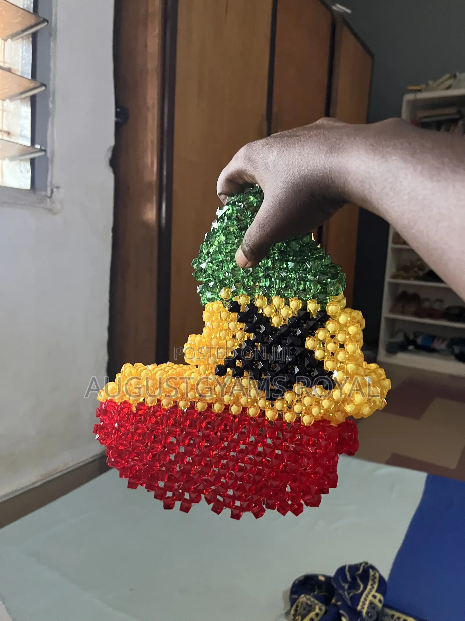 Handmade Ghana Map Beaded Bag