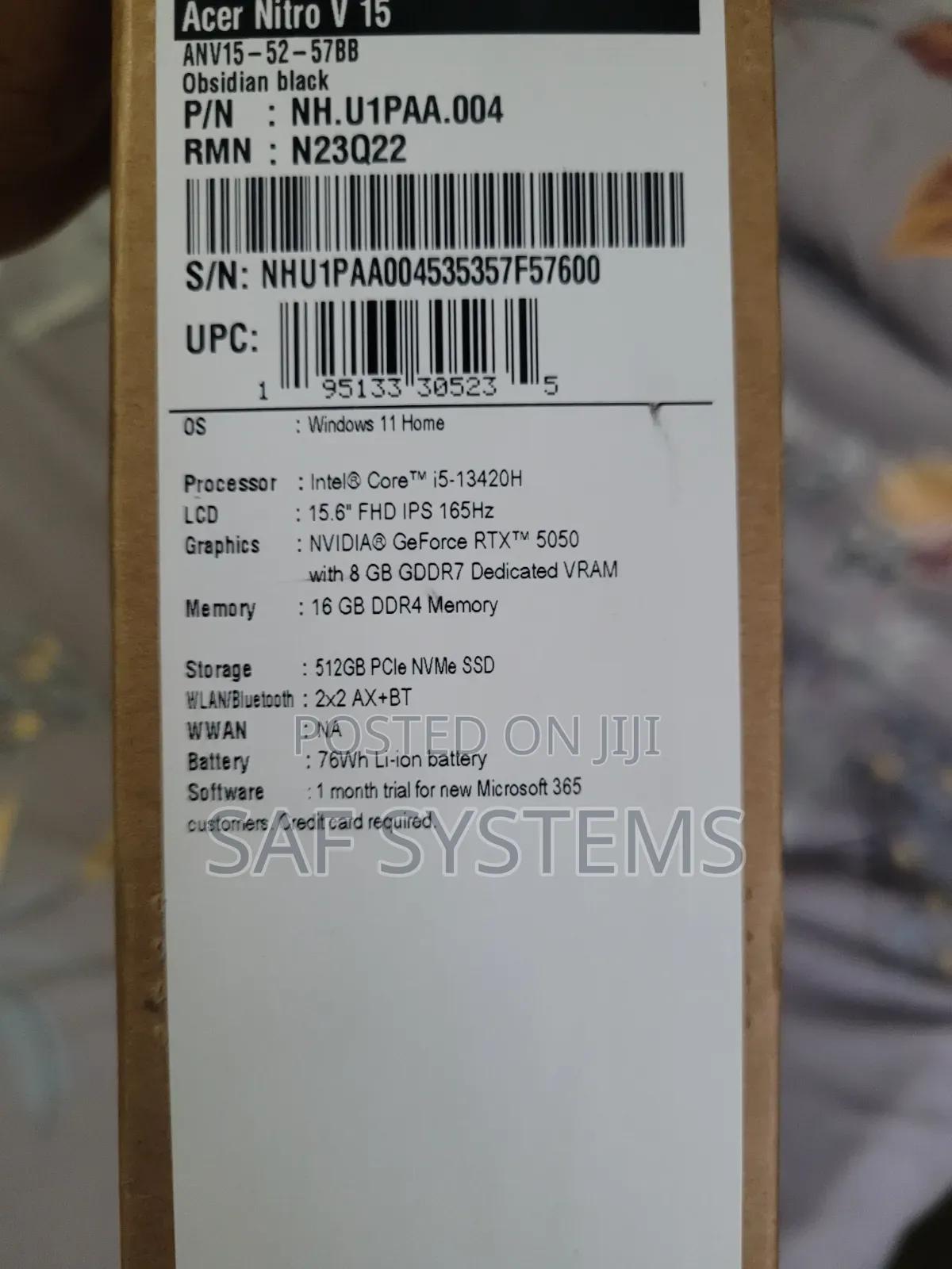 New Laptop Acer Nitro V 15 16GB Intel Core i5 SSD 512GB