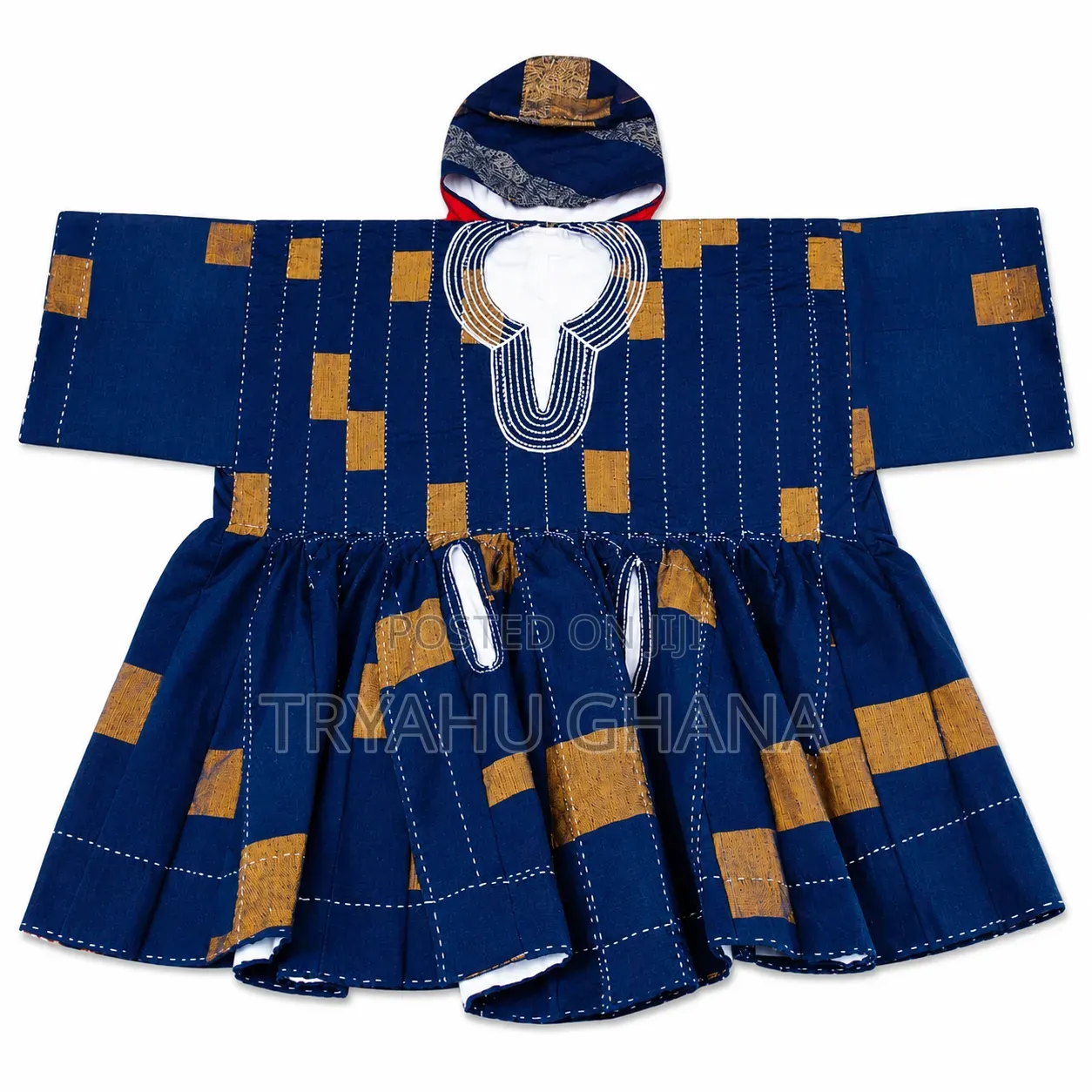 Authentic Handwoven Ghanaian Smock (Fugu/Batakari) With Matching Hat