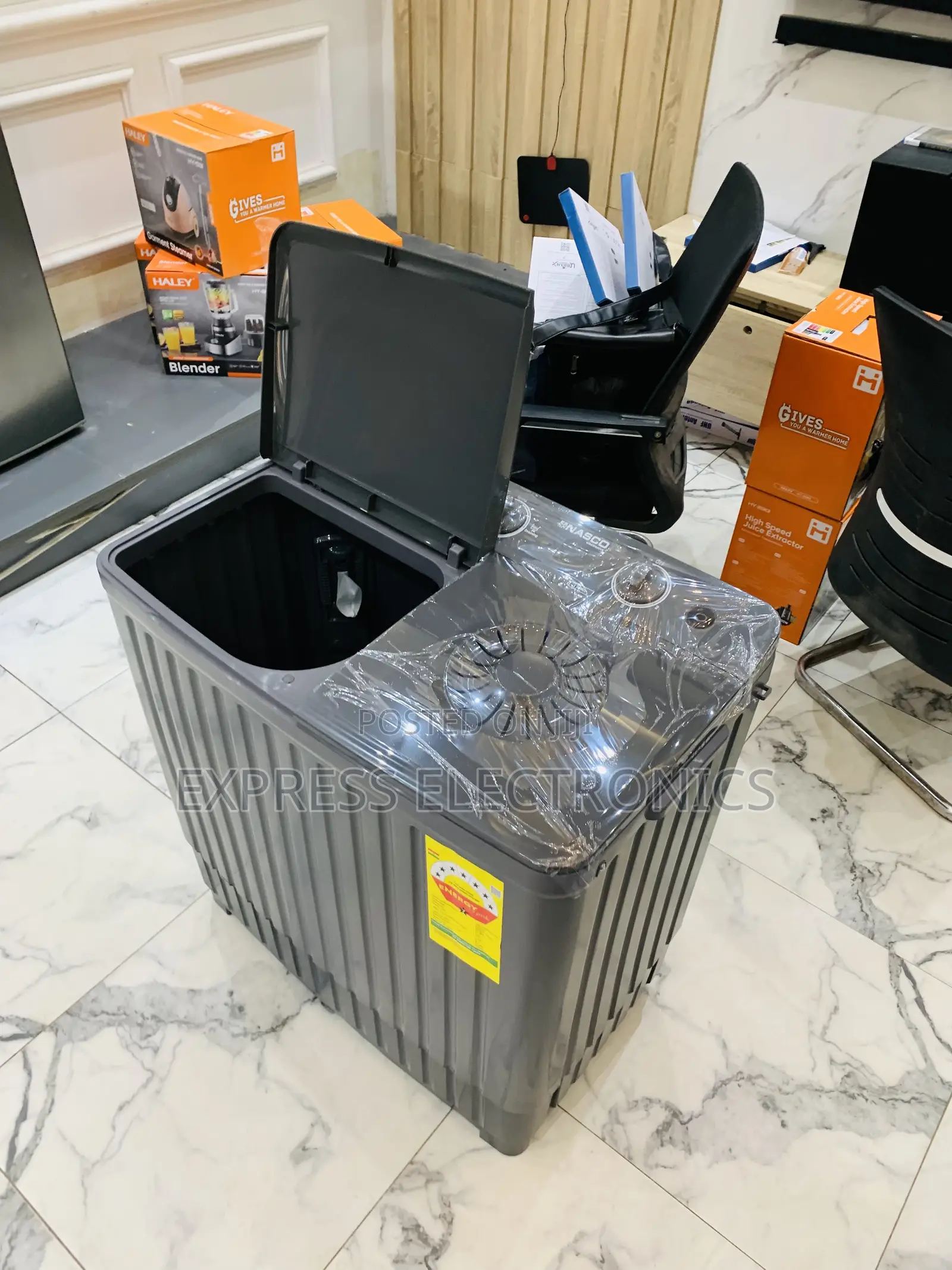 Zealous Sleek Black 8kg Topload Twintub Semi Automatic Nasco