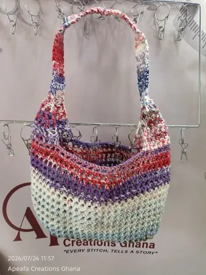 Handmade Crochet Variegated Cotton Mesh Tote