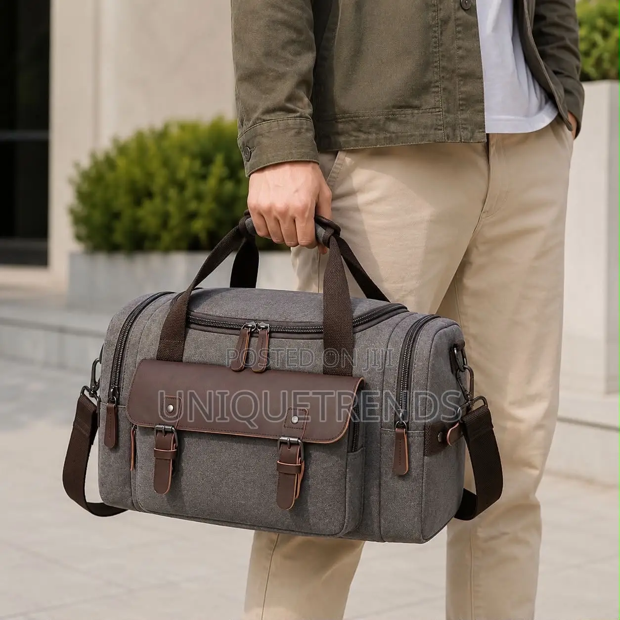 High Quality Leather and Canvas Material Duffle Bags