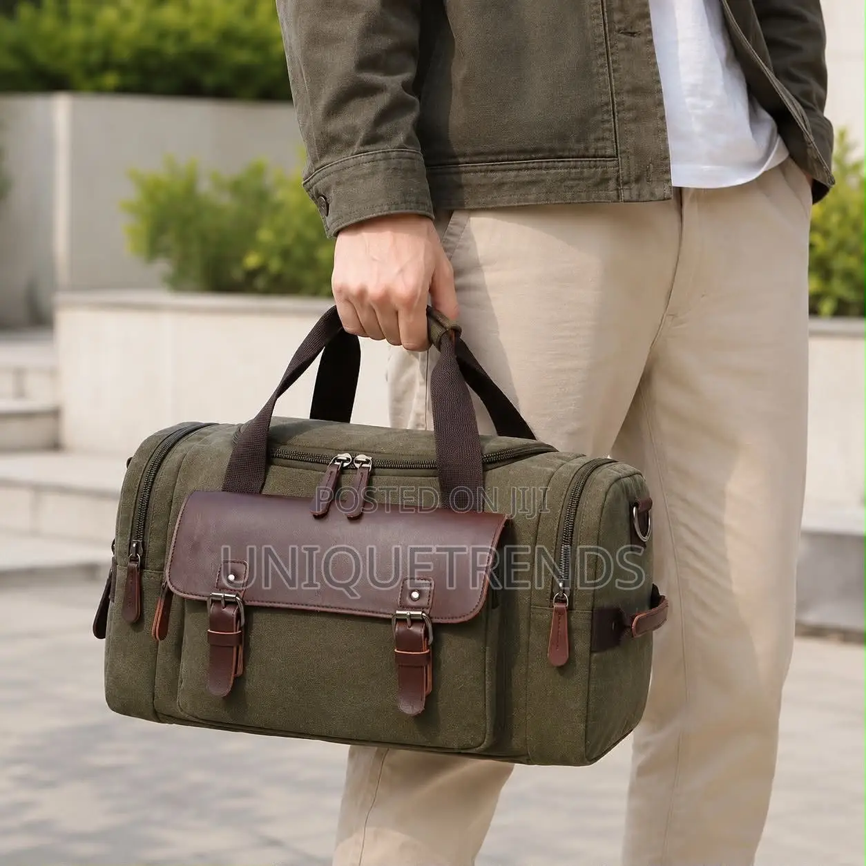 High Quality Leather and Canvas Material Duffle Bags