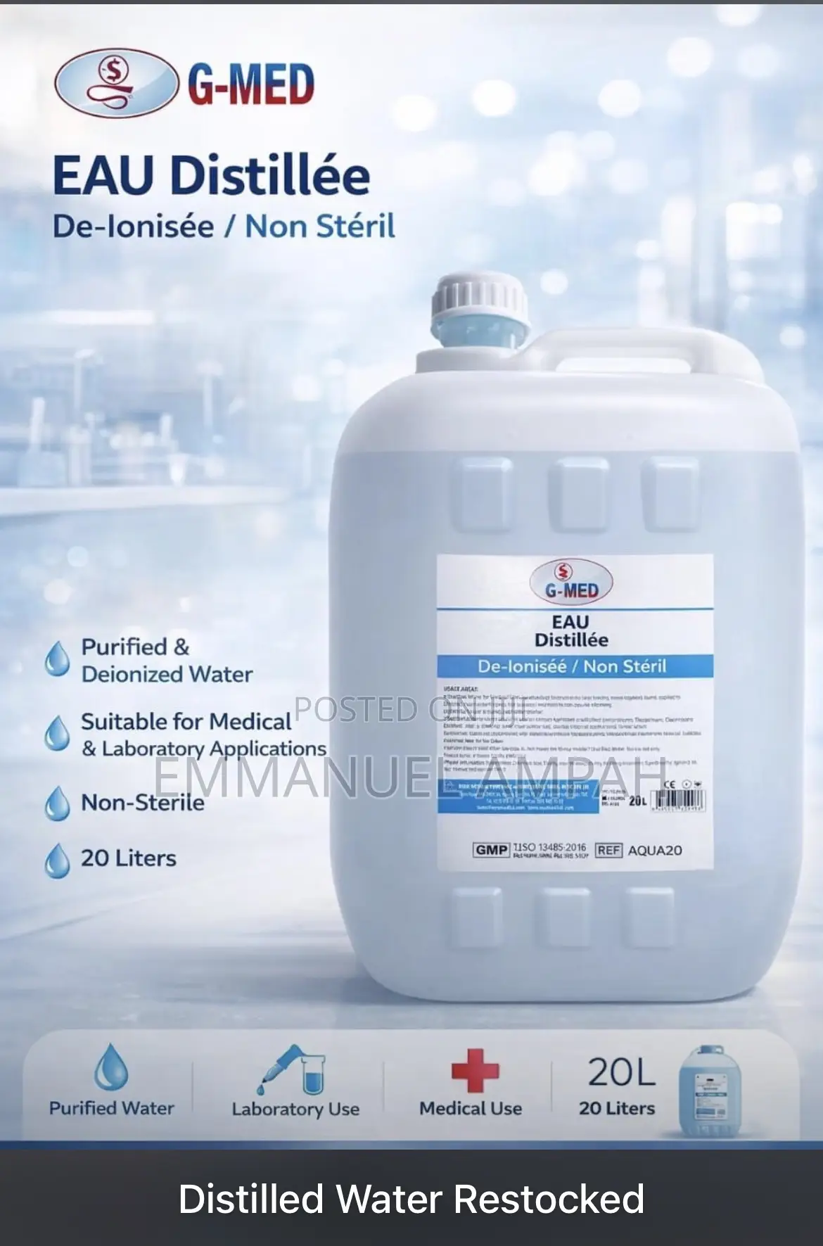 Distilled Water 20L
