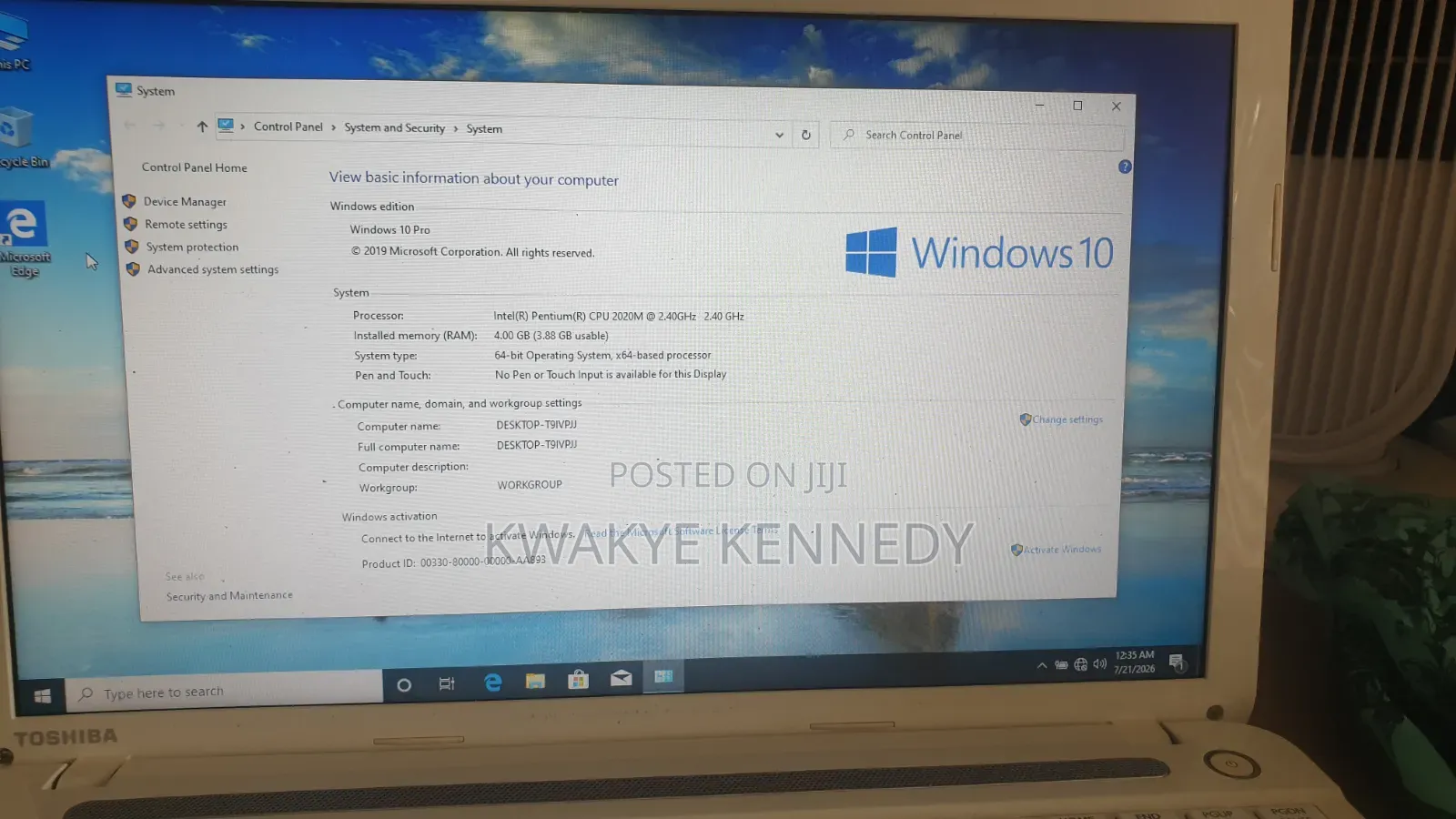 Laptop Toshiba Satellite C55 4GB Intel Core 2 Duo HDD 250GB