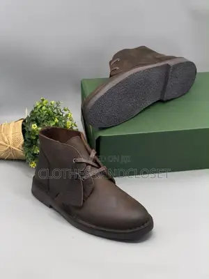Brown Leather Clarks Desert Boots, a Classic Two-Eyelet Chukka Design