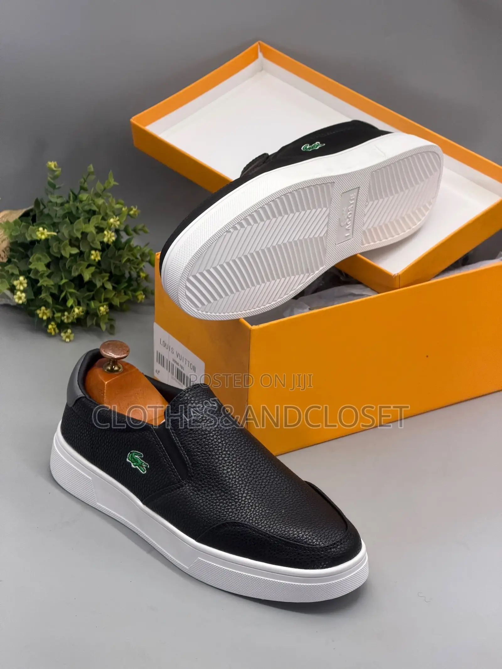Men's Lacoste Gazon BL Slip-on Sneakers,a Textured Black Leather Upper