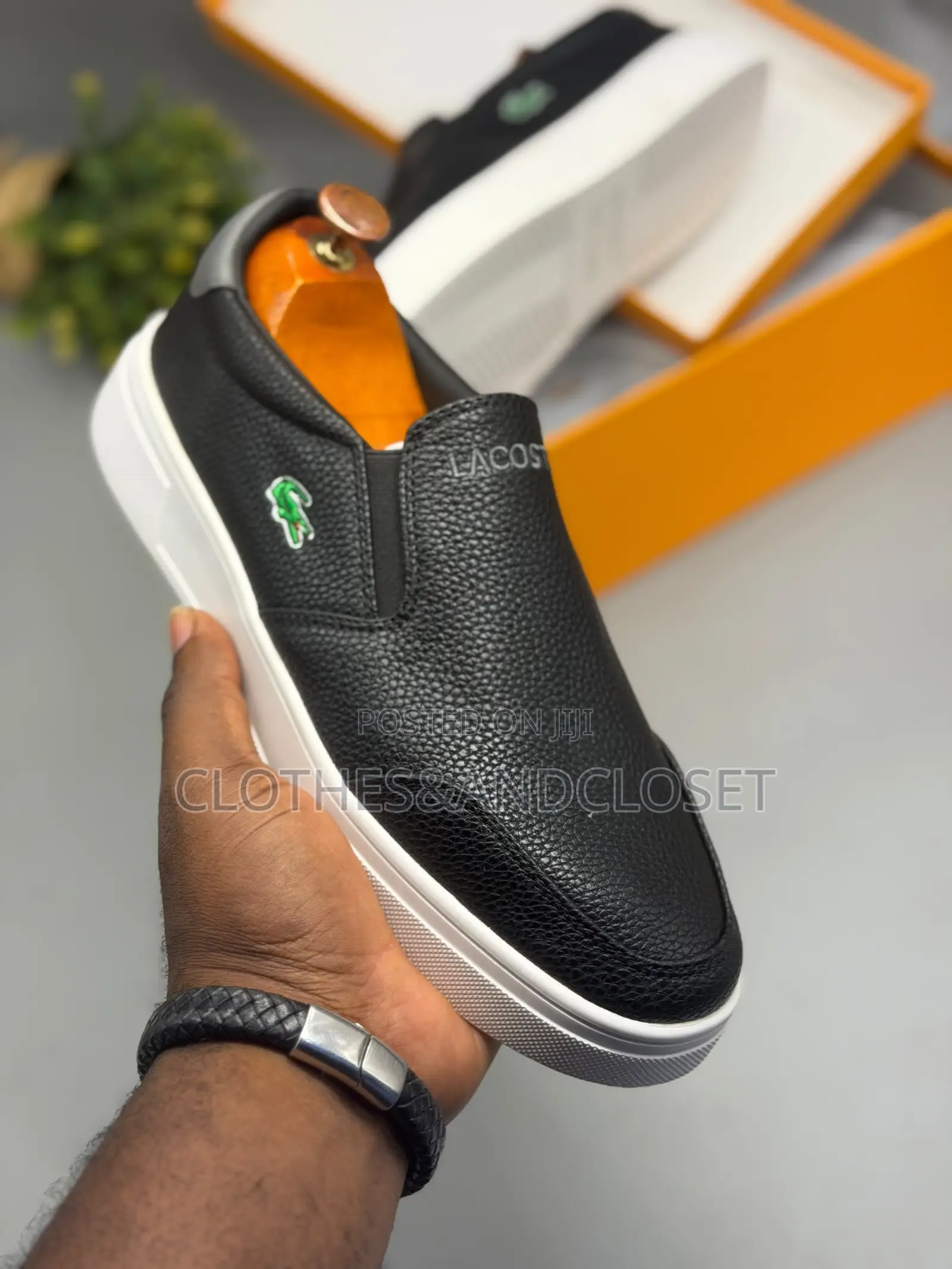Men's Lacoste Gazon BL Slip-on Sneakers,a Textured Black Leather Upper