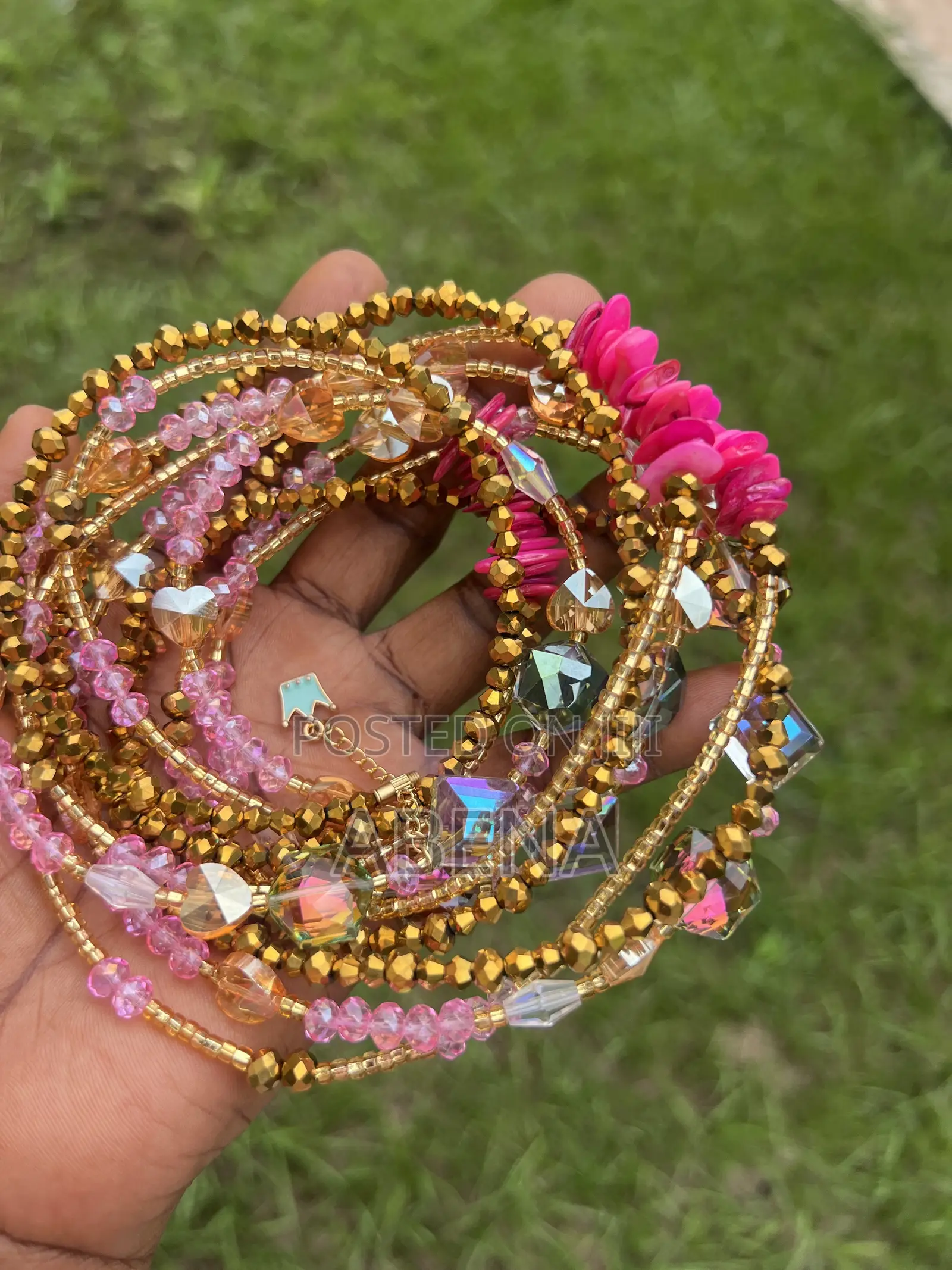 Gold and Pink Waist Beads