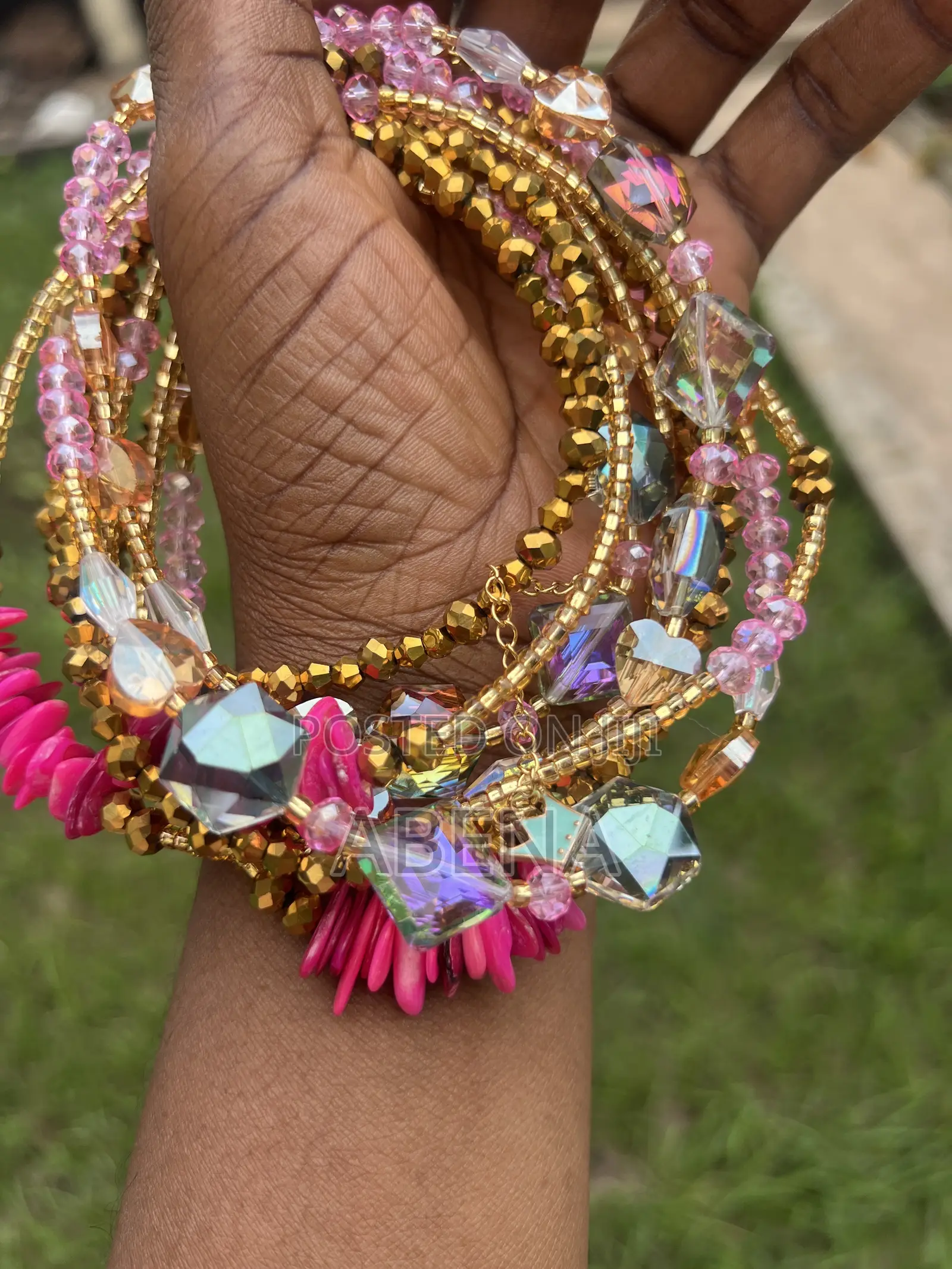 Gold and Pink Waist Beads