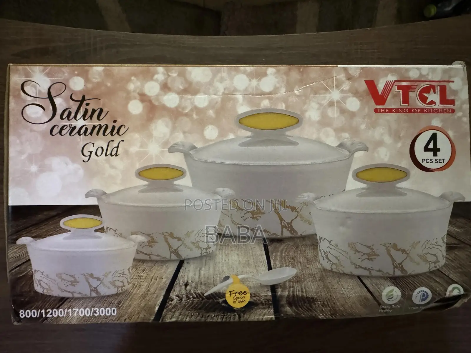 4pcs VTCL Satin Ceramic Gold Insulated Bowls