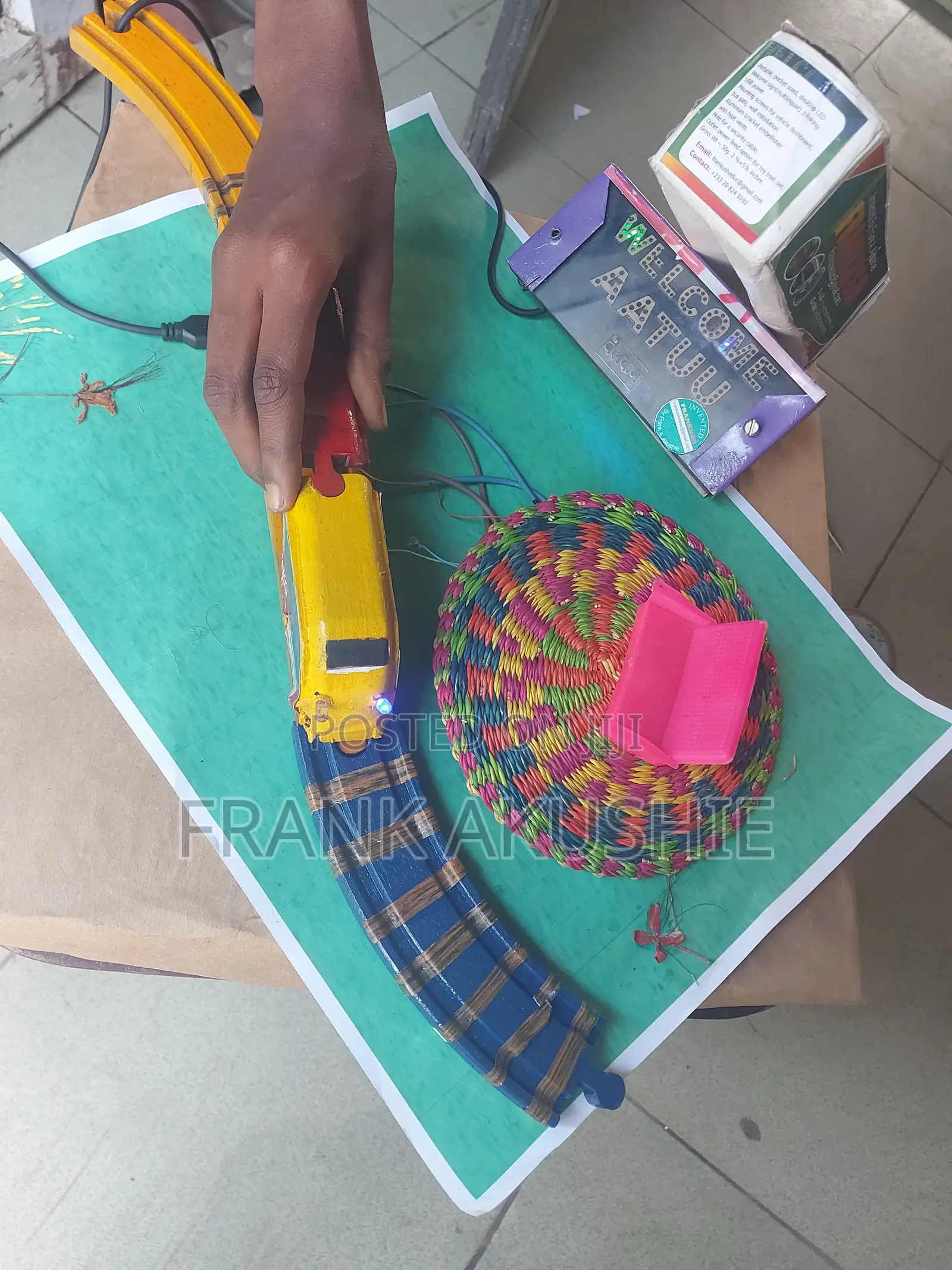 Toy Train Set With Electronic Desktop Signage