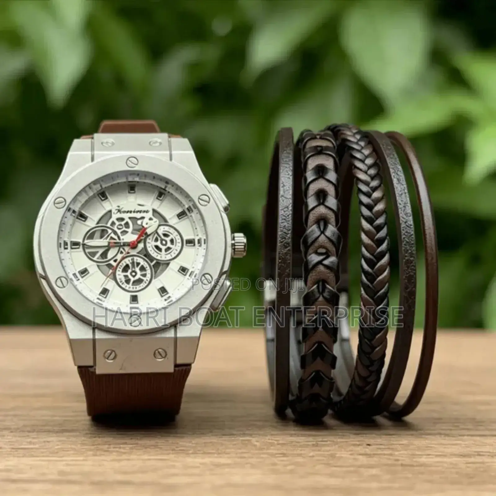 2pcs/Set Black. Three Eyes Men's Quartz Watch