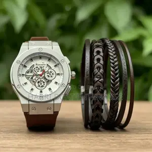 2pcs/Set Black. Three Eyes Men's Quartz Watch