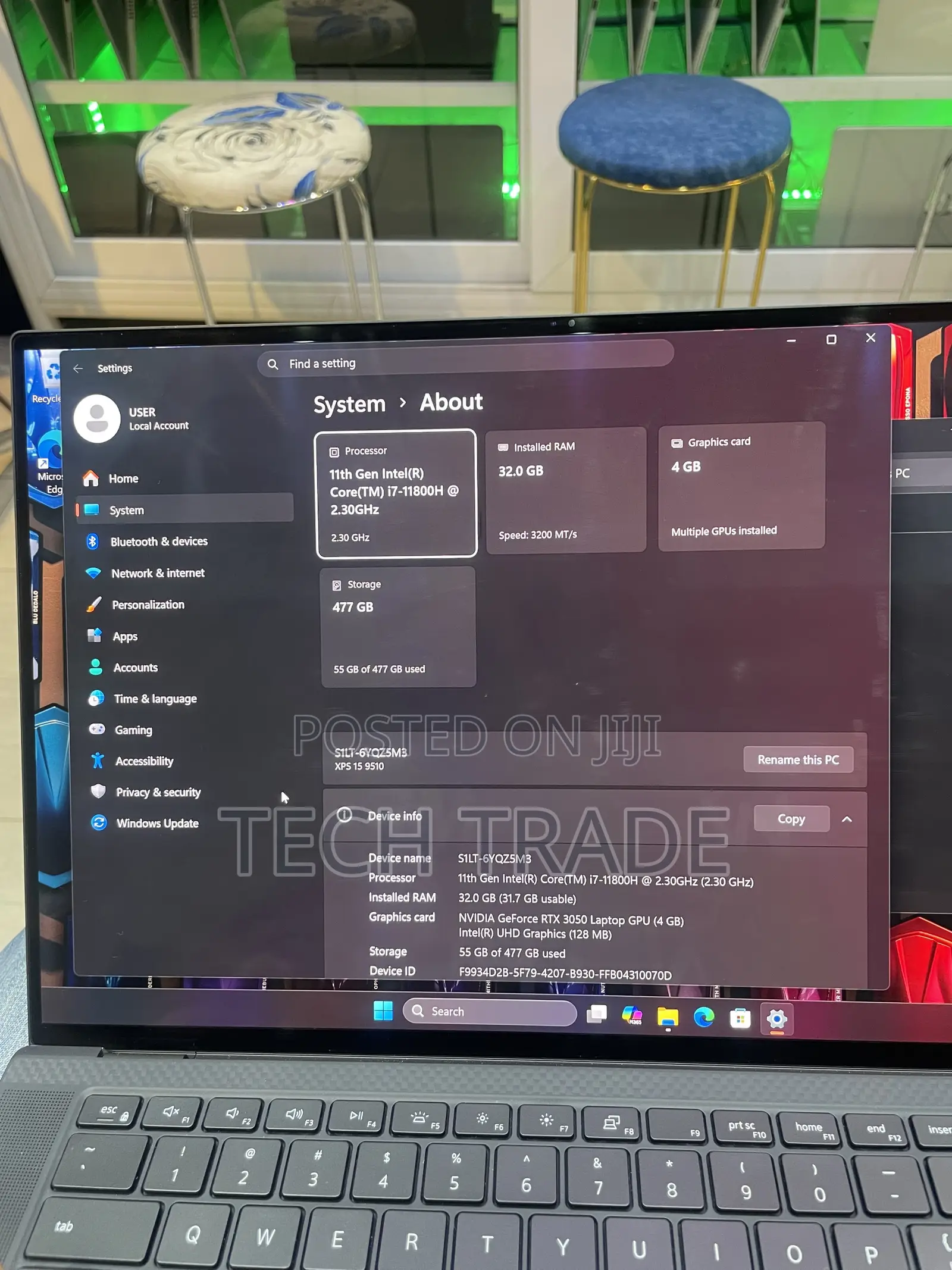 Laptop Dell XPS 15 9510 32GB Intel Core i7 SSD 512GB