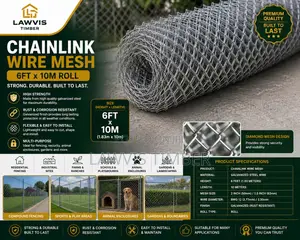 6ft × 10m Chain Link Wire Mesh | Galvanized Fence Mesh Roll