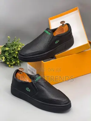LACOSTE Tatalya Leather Slip-on Sneakers (All Black)