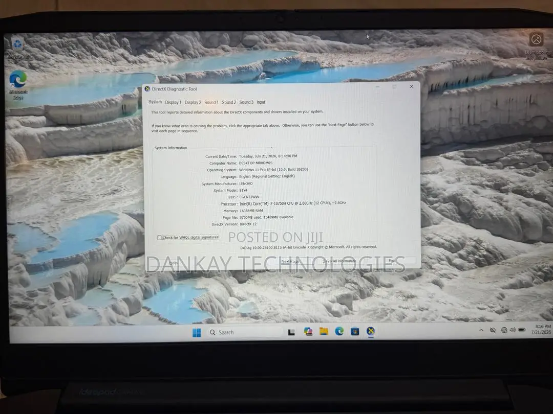Laptop Lenovo Ideapad 3 16GB Intel Core i7 SSD 500GB