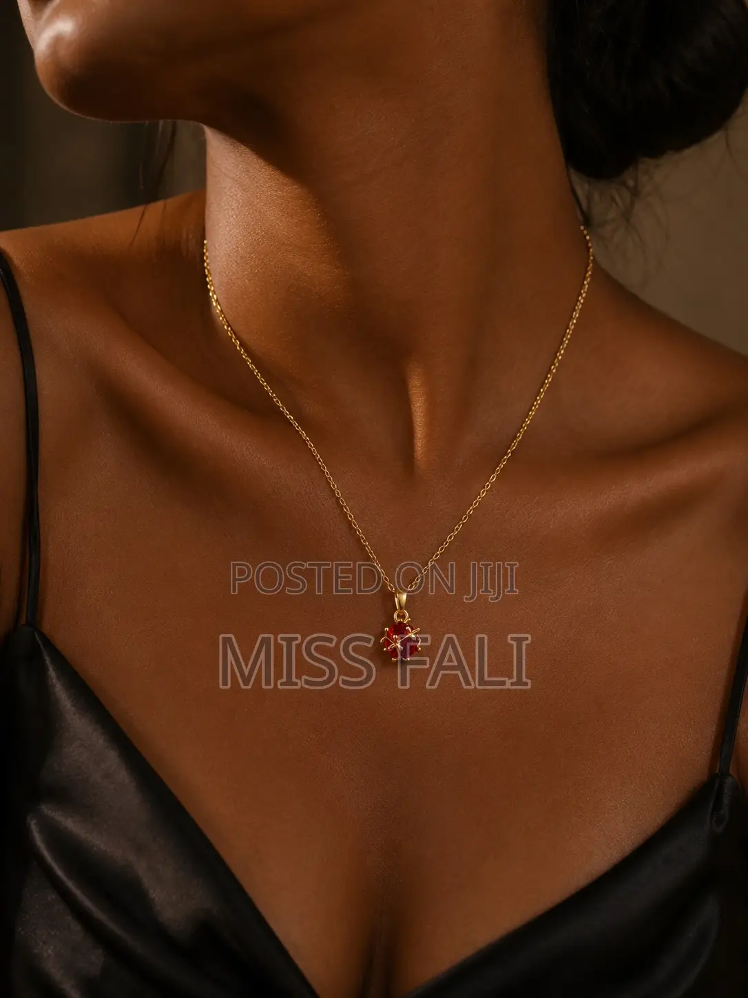 Crimson Solitaire Necklace