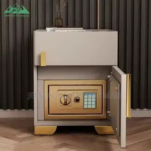 Stylish Nightstand With Hidden Safe Wireless Charging LED Modern Table