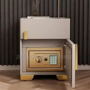 Stylish Nightstand With Hidden Safe Wireless Charging LED Modern Table