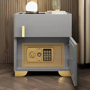 Stylish Nightstand With Hidden Safe Wireless Charging LED Modern Table