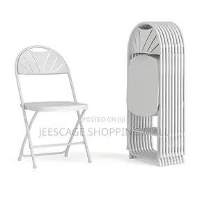 Plastic Fan-Back Folding Chair (Red Black)