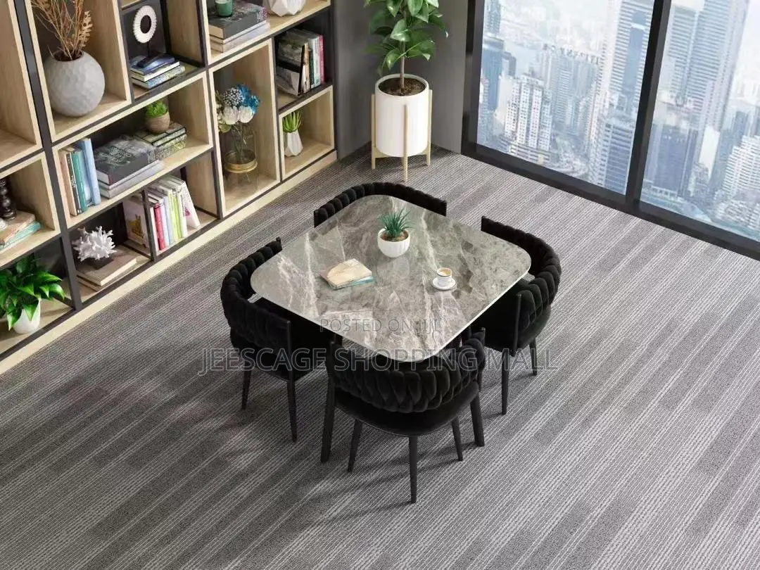 New Different Modern Faux Marble Dining Table Set With 4 Velvet Chairs