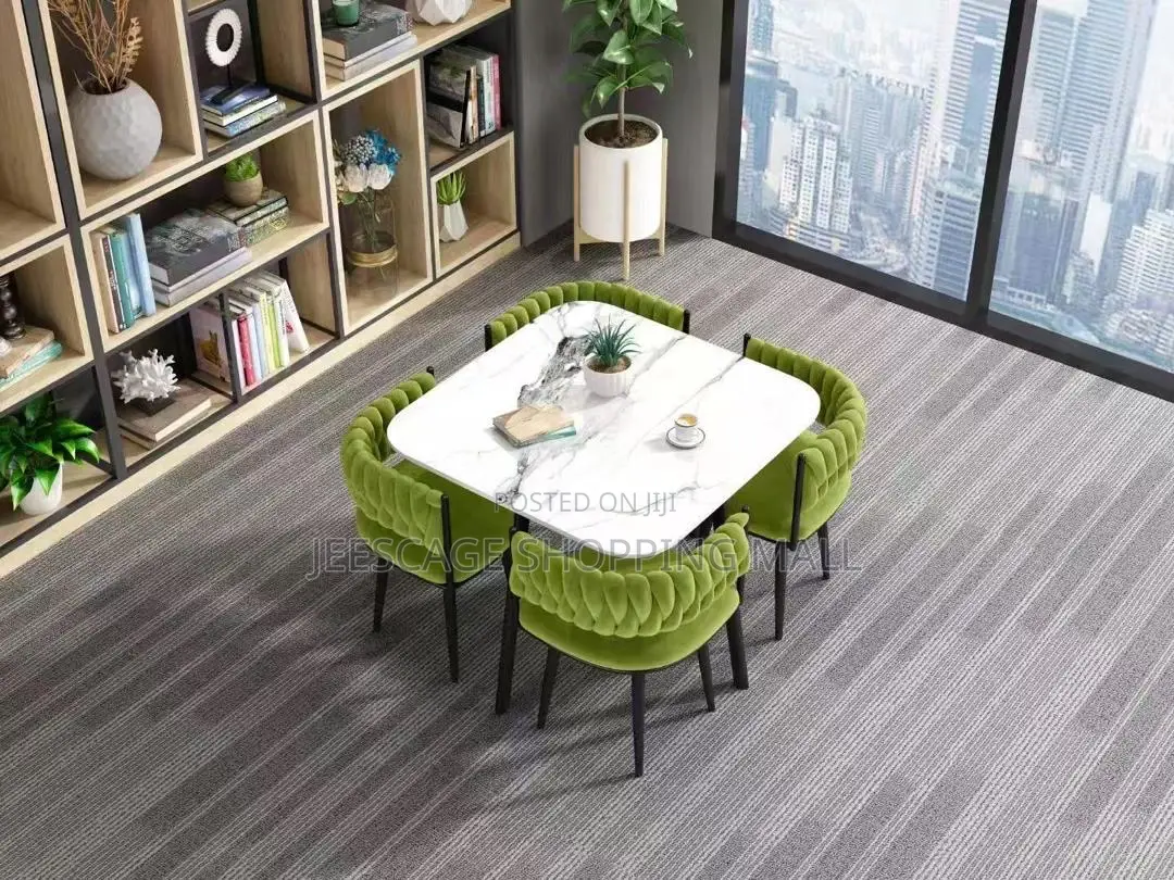 New Different Modern Faux Marble Dining Table Set With 4 Velvet Chairs