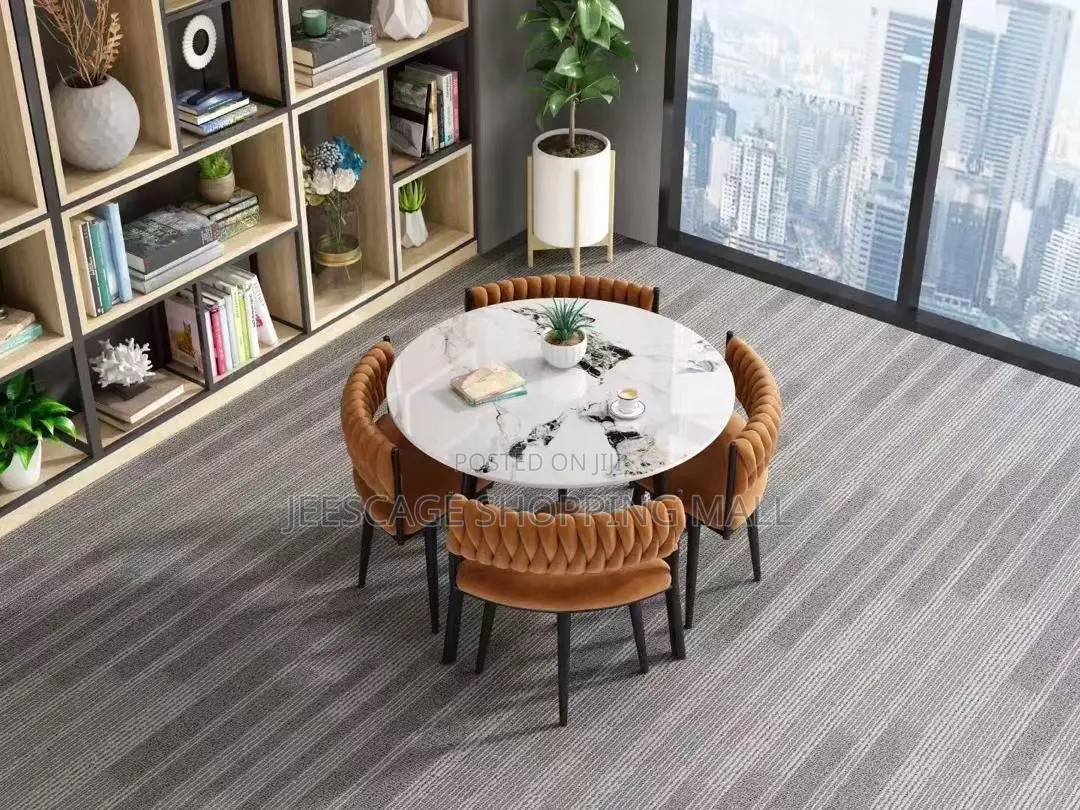 New Different Modern Faux Marble Dining Table Set With 4 Velvet Chairs
