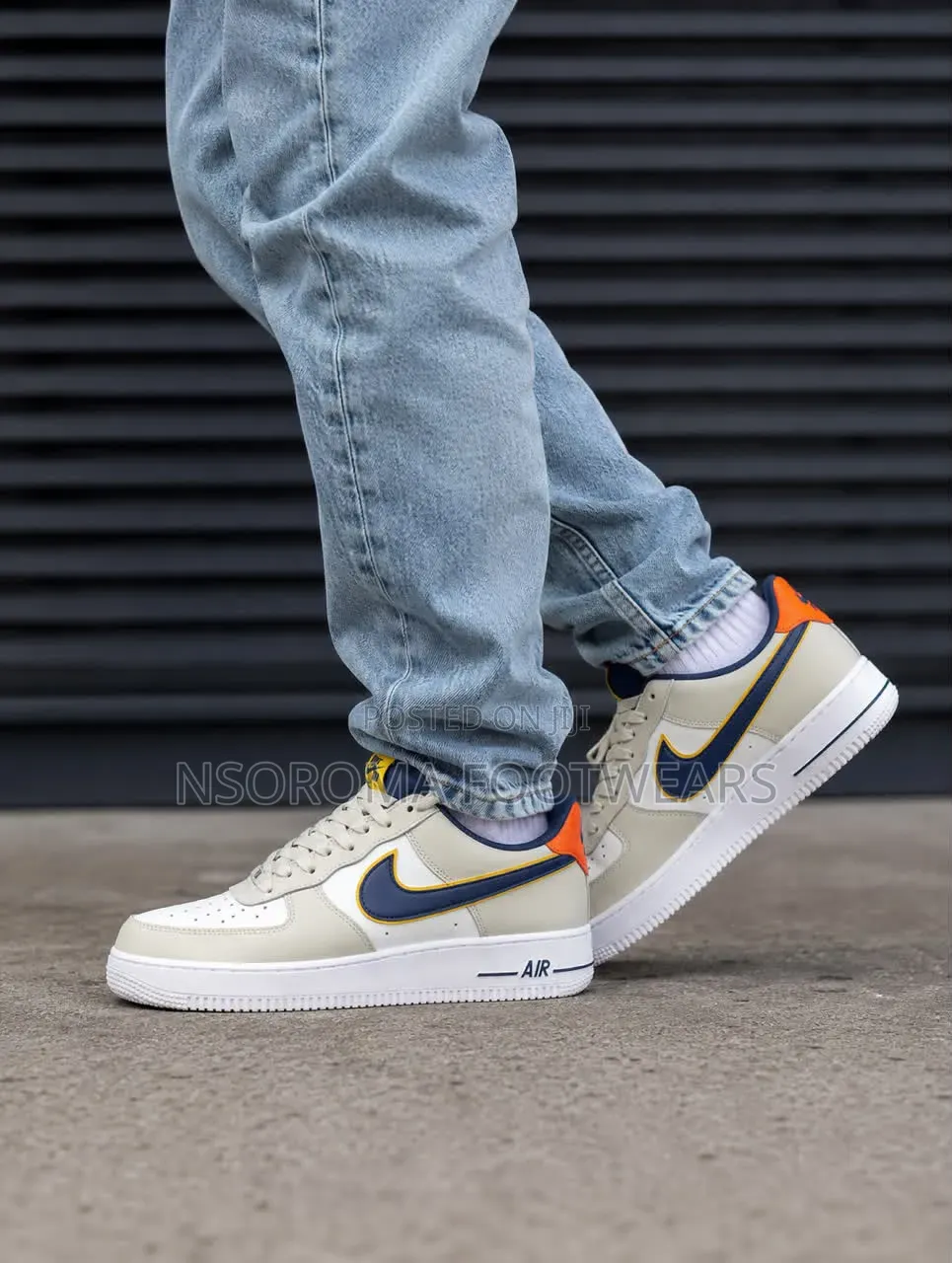 Nike Air Force 1 Grey Navy Orange Sneakers – Sizes 40–45 | GH₵270