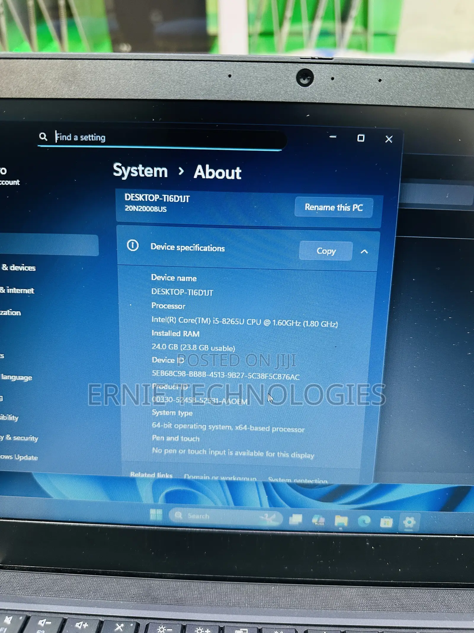Laptop Lenovo ThinkPad T490s 24GB Intel Core i5 SSD 256GB