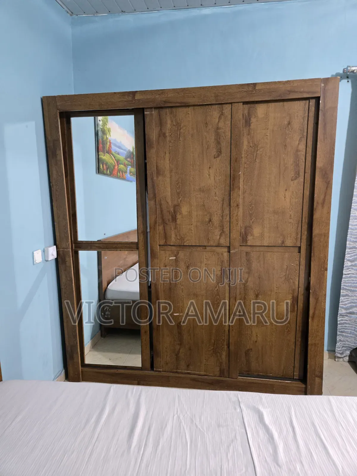 Bed Frame With the Mattress and Wardrobe for Sale
