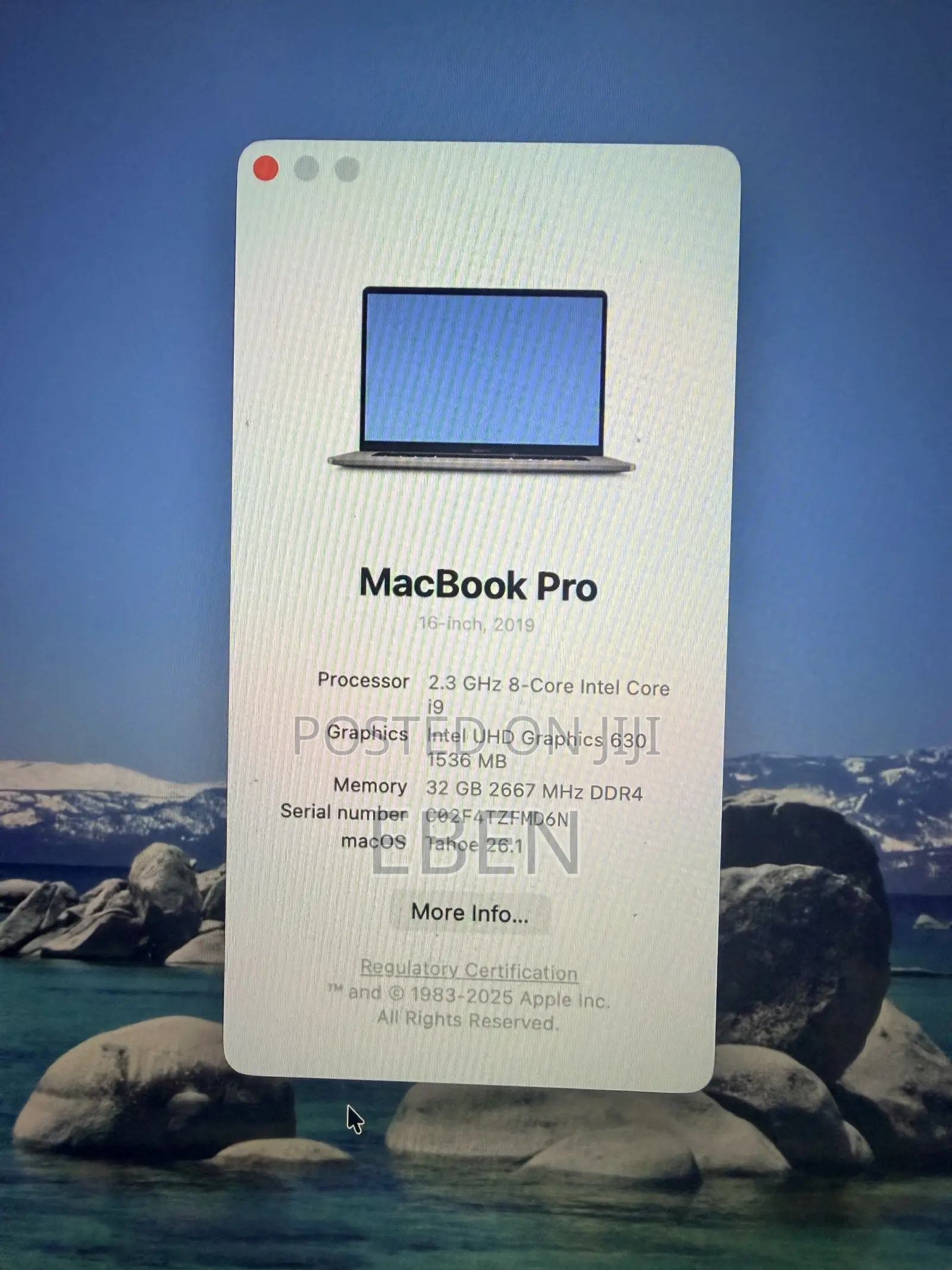 Laptop Apple MacBook Pro 2019 32GB Intel Core i9 SSD 1T