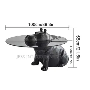 Hippo Coffee Table, Round Tempered Glass Coffee Table