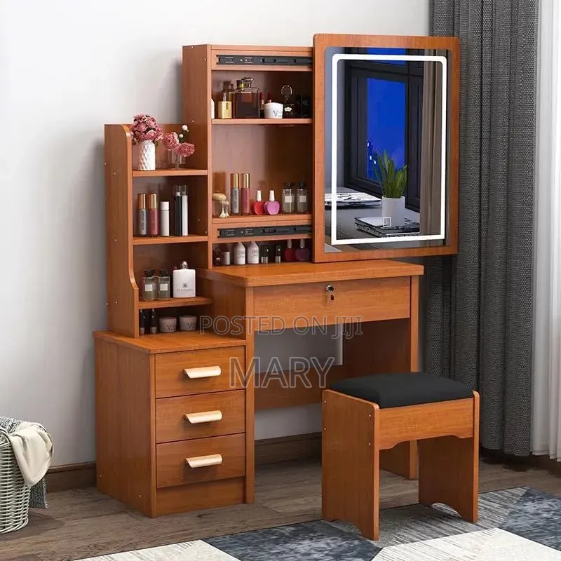 Vanity Dresser With Stool and LED Light